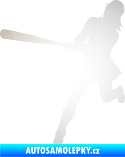 Samolepka Baseball 020 levá hráčka odrazková reflexní bílá