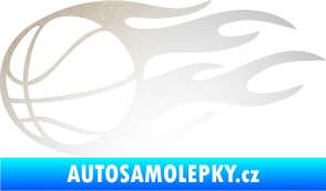 Samolepka Basketbalový míč 003 levá v plamenech  odrazková reflexní bílá