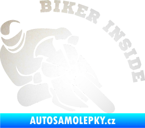 Samolepka Biker inside 002 levá motorkář odrazková reflexní bílá