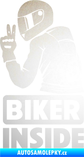 Samolepka Biker inside 003 levá motorkář odrazková reflexní bílá