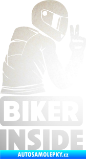 Samolepka Biker inside 003 pravá motorkář odrazková reflexní bílá