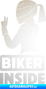 Samolepka Biker inside 004 levá motorkářka odrazková reflexní bílá