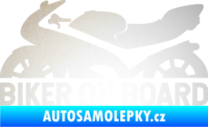 Samolepka Biker on board levá motorka odrazková reflexní bílá