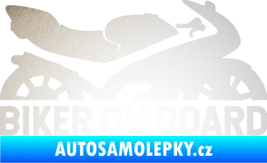 Samolepka Biker on board pravá motorka odrazková reflexní bílá