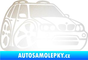 Samolepka BMW X5 karikatura pravá odrazková reflexní bílá
