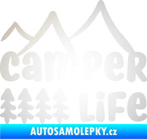 Samolepka Camper life 001 horská turistika odrazková reflexní bílá