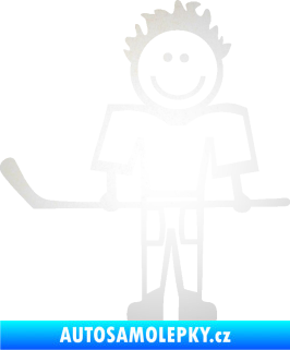 Samolepka Cartoon family kluk 002 levá hokejista odrazková reflexní bílá
