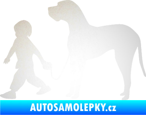 Samolepka Chlapec venčí psa levá odrazková reflexní bílá