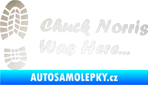 Samolepka Chuck Norris was here nápis s otiskem boty odrazková reflexní bílá
