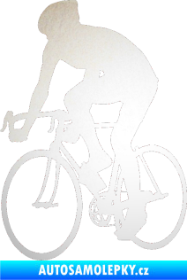 Samolepka Cyklista 001 levá odrazková reflexní bílá