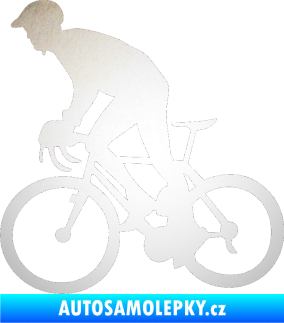 Samolepka Cyklista 003 levá odrazková reflexní bílá