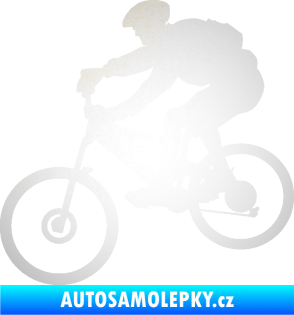 Samolepka Cyklista 009 levá horské kolo odrazková reflexní bílá