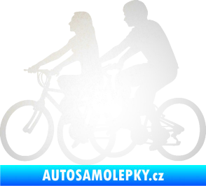 Samolepka Cyklisté 001 levá pár odrazková reflexní bílá