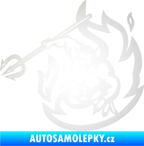 Samolepka Ďábel 002 levá s vidlemi odrazková reflexní bílá