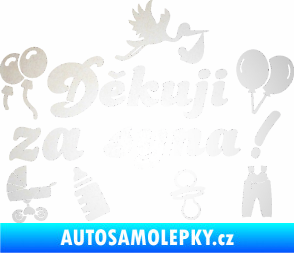 Samolepka Děkuji za syna nápis dítě v autě odrazková reflexní bílá