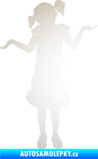 Samolepka Děti silueta 001 levá holčička krčí rameny odrazková reflexní bílá
