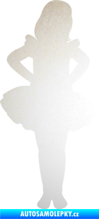 Samolepka Děti silueta 011 pravá holčička tanečnice odrazková reflexní bílá