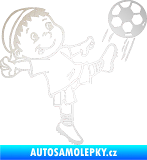 Samolepka Dítě v autě 022 pravá fotbalista s míčem odrazková reflexní bílá