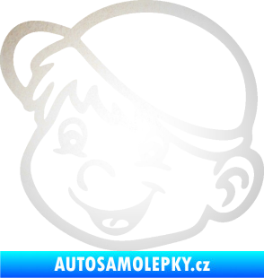 Samolepka Dítě v autě 038 levá kluk hlavička odrazková reflexní bílá