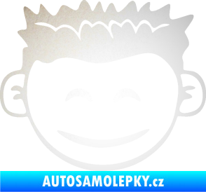 Samolepka Dítě v autě 048 pravá kluk hlavička odrazková reflexní bílá