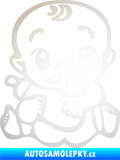 Samolepka Dítě v autě 069 levá mimčo s lahvičkou odrazková reflexní bílá