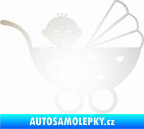 Samolepka Dítě v autě 070 pravá kočárek s miminkem odrazková reflexní bílá