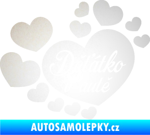 Samolepka Dítě v autě 092 nápis děťátko v autě se srdíčky odrazková reflexní bílá