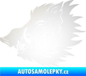 Samolepka Divoké prase 001 levá kanec hlava odrazková reflexní bílá