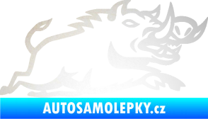 Samolepka Divoké prase 004 pravá odrazková reflexní bílá