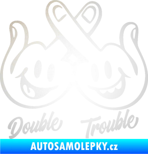 Samolepka Double trouble smajlíci f*ck odrazková reflexní bílá