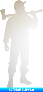 Samolepka Dřevorubec 001 pravá odrazková reflexní bílá