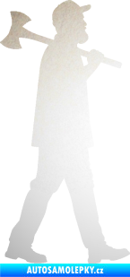 Samolepka Dřevorubec 002 pravá odrazková reflexní bílá