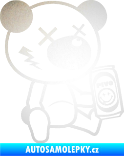 Samolepka Drunk bear 004 pravá medvěd s pivem odrazková reflexní bílá