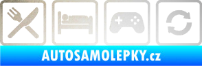 Samolepka Eat sleep game repeat hrát počítačové hry odrazková reflexní bílá