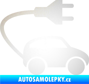 Samolepka Elektro auto 002 pravá symbol zásuvka odrazková reflexní bílá