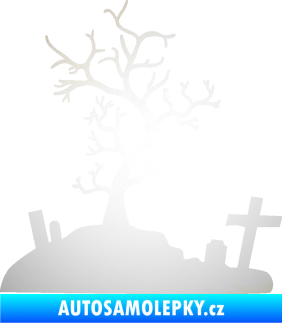 Samolepka Halloween 019 levá hřbitov odrazková reflexní bílá