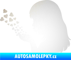 Samolepka Holčička se srdíčky levá odrazková reflexní bílá
