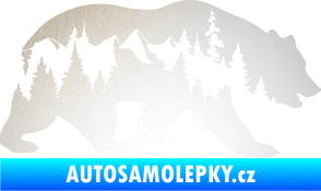 Samolepka Hory s medvědem pravá odrazková reflexní bílá