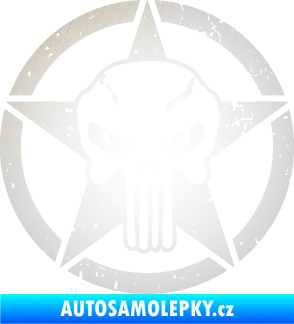 Samolepka Hvězda army 011 levá s lebkou odrazková reflexní bílá