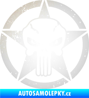 Samolepka Hvězda army 011 pravá s lebkou odrazková reflexní bílá