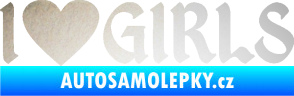 Samolepka I love girls nápis se srdcem odrazková reflexní bílá
