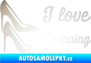 Samolepka I love shopping nápis  odrazková reflexní bílá