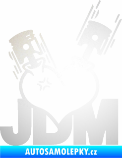 Samolepka JDM heart  odrazková reflexní bílá