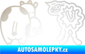 Samolepka JDM kravička a ovečka 001 levá odrazková reflexní bílá
