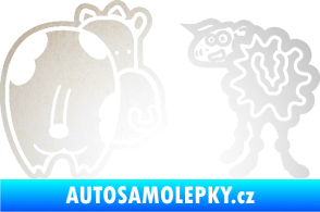 Samolepka JDM kravička a ovečka 002 levá odrazková reflexní bílá