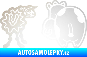 Samolepka JDM kravička a ovečka 002 pravá odrazková reflexní bílá
