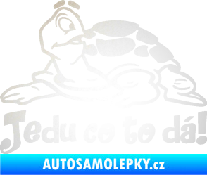 Samolepka Jedu co to dá! 001 levá nápis se želvou odrazková reflexní bílá