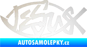 Samolepka Jesus rybička 001 křesťanský symbol odrazková reflexní bílá