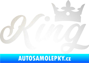 Samolepka King nápis s korunou odrazková reflexní bílá
