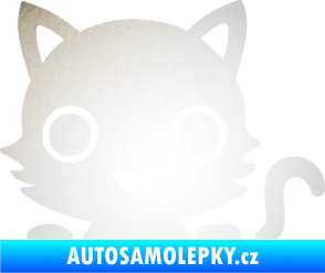 Samolepka Kočka 014 pravá kočka v autě odrazková reflexní bílá